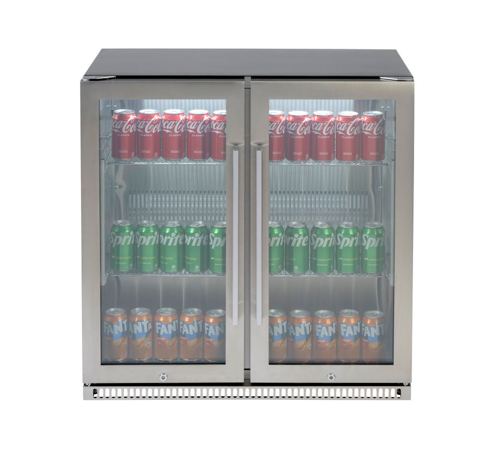 Euro stainless steel double door beverage cooler