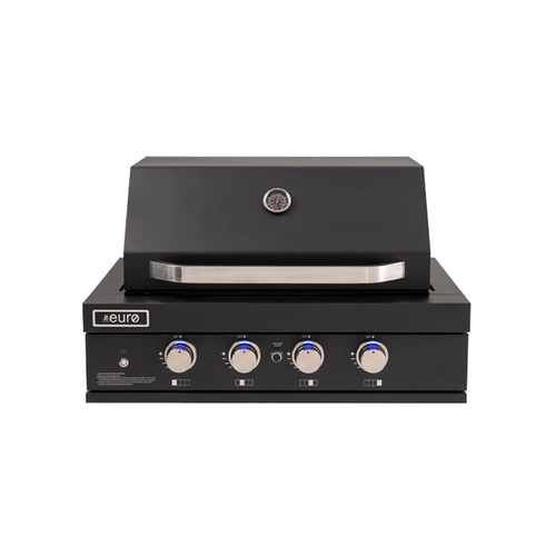 Euro 900 Black 4 burner built in BBQ with roasting hood.