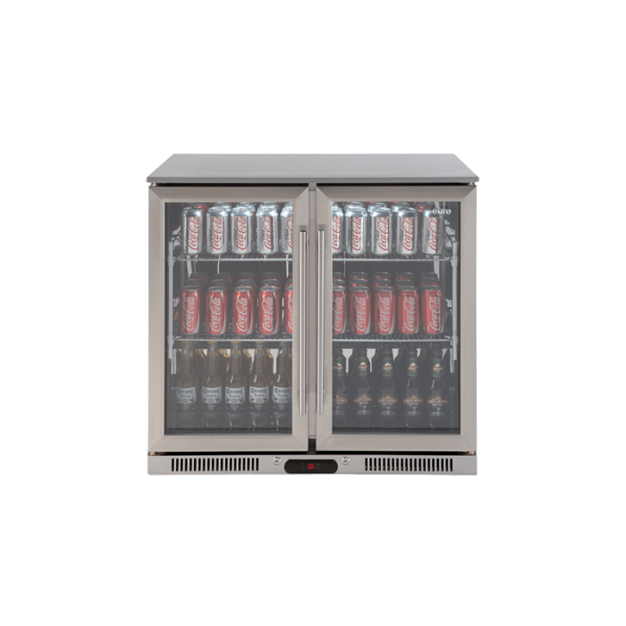 2 door stainless steel drink fridge